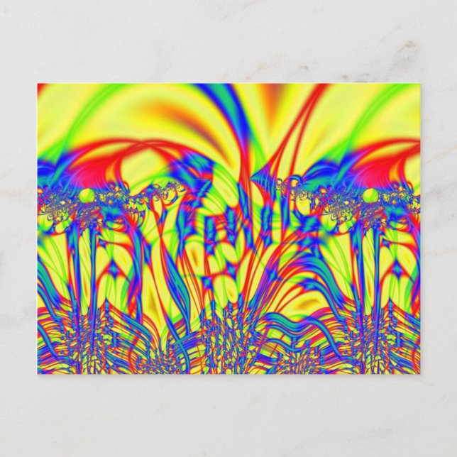 Bright Fractal Art Postcard (Front)