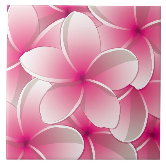 Bright Frangipani/ Plumeria flowers Ceramic Tile (Front)
