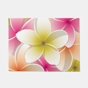 Bright Frangipani/ Plumeria flowers Doormat
