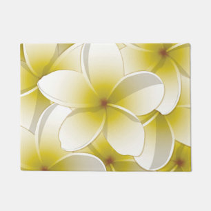 Bright Frangipani/ Plumeria flowers Doormat