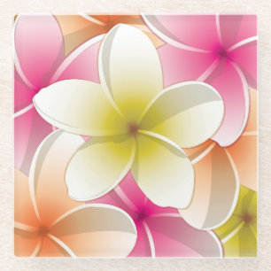 Bright Frangipani/ Plumeria flowers Glass Coaster
