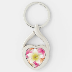 Bright Frangipani/ Plumeria flowers Key Ring