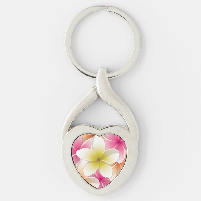 Bright Frangipani/ Plumeria flowers Key Ring (Front)