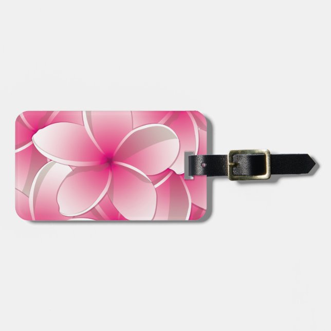 Bright Frangipani/ Plumeria flowers Luggage Tag (Front Horizontal)