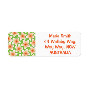 Bright Frangipani/ Plumeria flowers Return Address Label