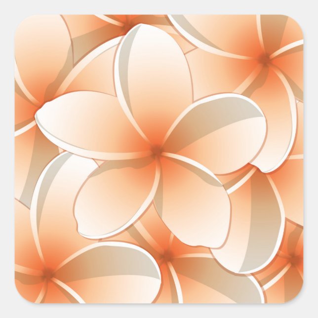 Bright Frangipani/ Plumeria flowers Square Sticker (Front)