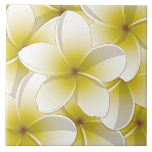 Bright Frangipani/ Plumeria flowers Tile