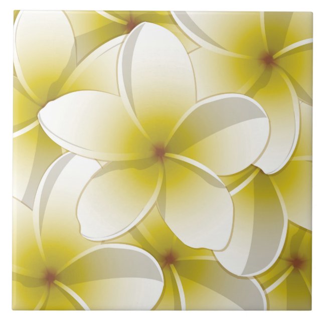 Bright Frangipani/ Plumeria flowers Tile (Front)