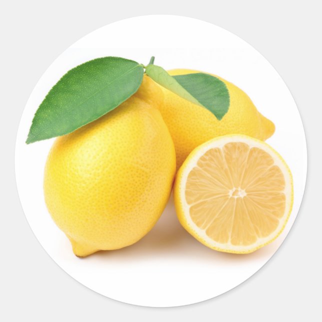 Bright & Fresh Yellow Lemons Classic Round Sticker (Front)