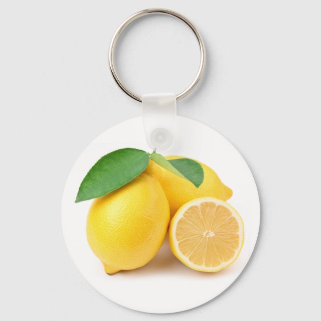 Bright & Fresh Yellow Lemons Key Ring (Front)