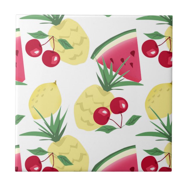 Bright fruits and berries on white. ceramic tile (Front)