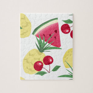 Bright fruits and berries on white. jigsaw puzzle