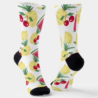 Bright fruits and berries on white. socks