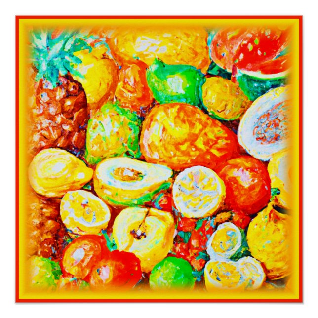 "Bright Fruits" Cute Painting. Buy Now  Poster (Front)