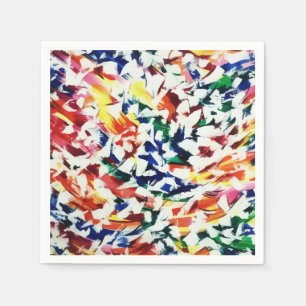 Bright Fun Artistic Blue Red Yellow Abstract Paint Napkin