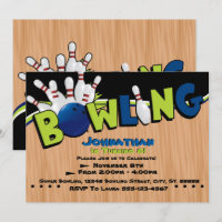 Bright & Fun Bowling Birthday Invitations