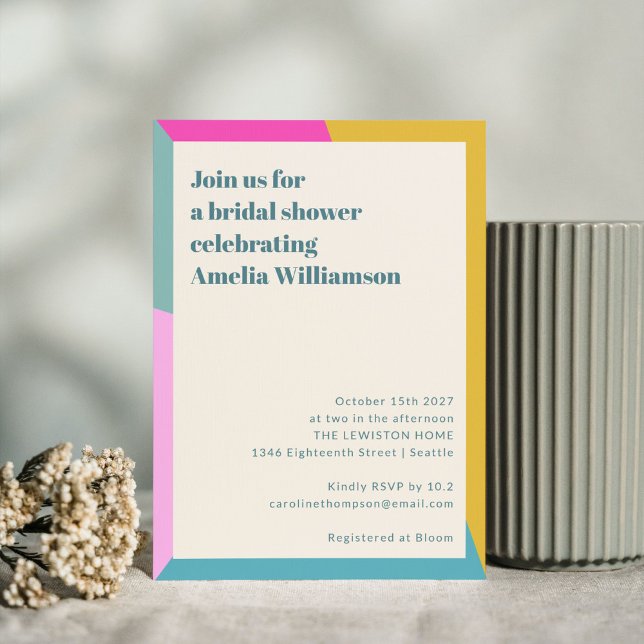 Bright Fun Colourful Geometric Unique Bridal Showe Invitation (Creator Uploaded)