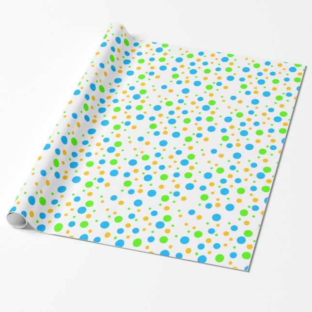 Bright Fun Dots Wrapping Paper (Unrolled)