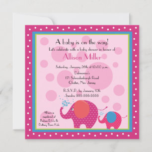 Bright & Fun Elephant Baby Shower Invitation