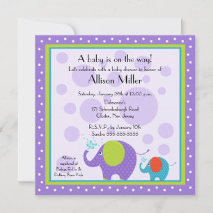 Bright & Fun Elephant Baby Shower Invitation