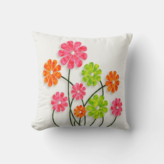 Bright Fun Flowers (3) Cushion (Front)