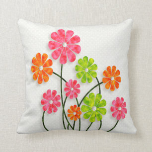 Bright Fun Flowers (3) Cushion