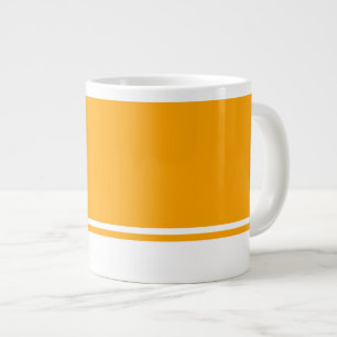 Bright Fun Golden Yellow White Rim Racing Stripes Large Coffee Mug