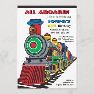 Bright Fun Kid Train Invitation