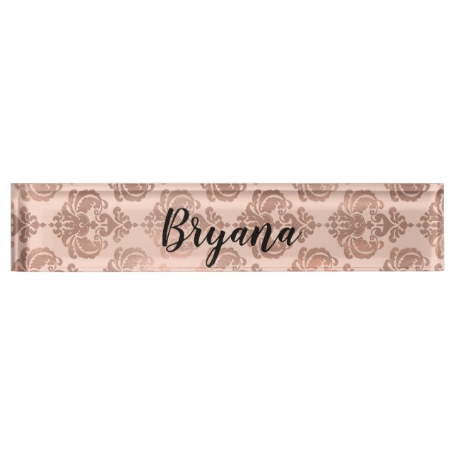 Bright Fun Pink Tropical Summer Palm Leaves Nameplate (Front)