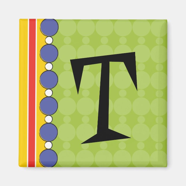 Bright Fun Polka Dot Monogram Magnet (Front)
