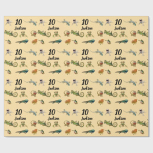 Bright Fun Reptile Birthday Party  Wrapping Paper