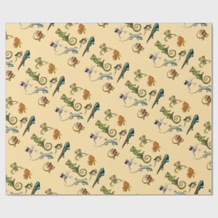 Bright Fun Reptile Birthday Party Wrapping Paper