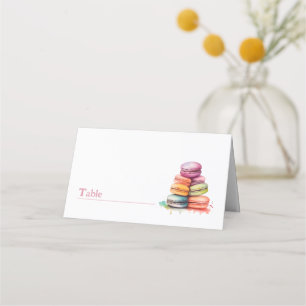 Bright fun watercolorful macaroons name place card
