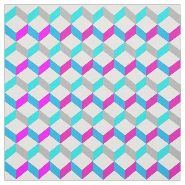 Bright Funky 3D Optical Illusion Patterned Print Fabric (Swatch)