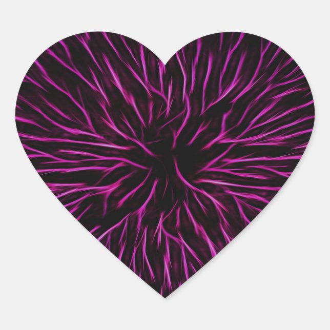 Bright Funky Hot Pink Firecracker Abstract Heart Sticker (Front)