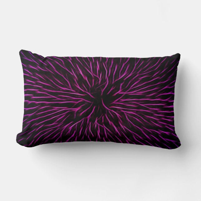 Bright Funky Hot Pink Firecracker Abstract Lumbar Cushion (Front)