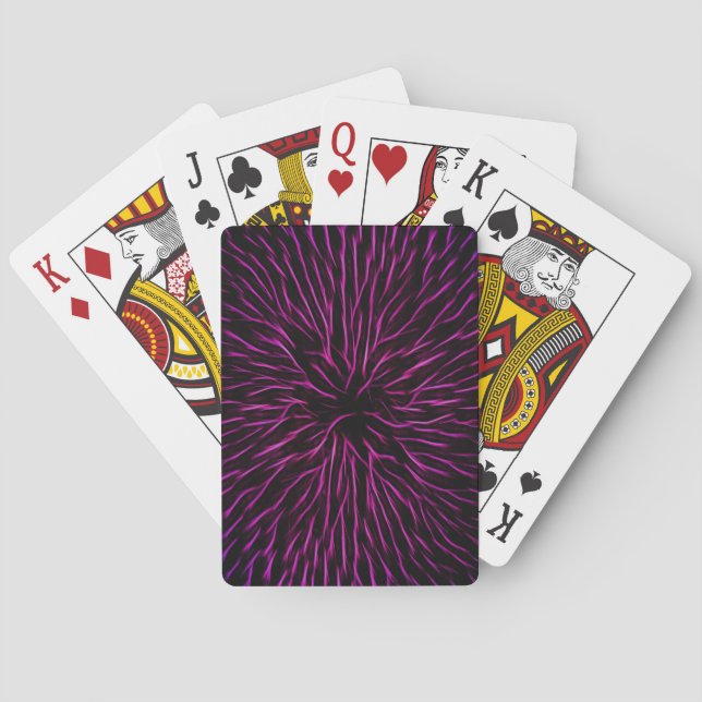 Bright Funky Hot Pink Firecracker Abstract Playing Cards (Back)