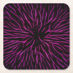 Bright Funky Hot Pink Firecracker Abstract Square Paper Coaster