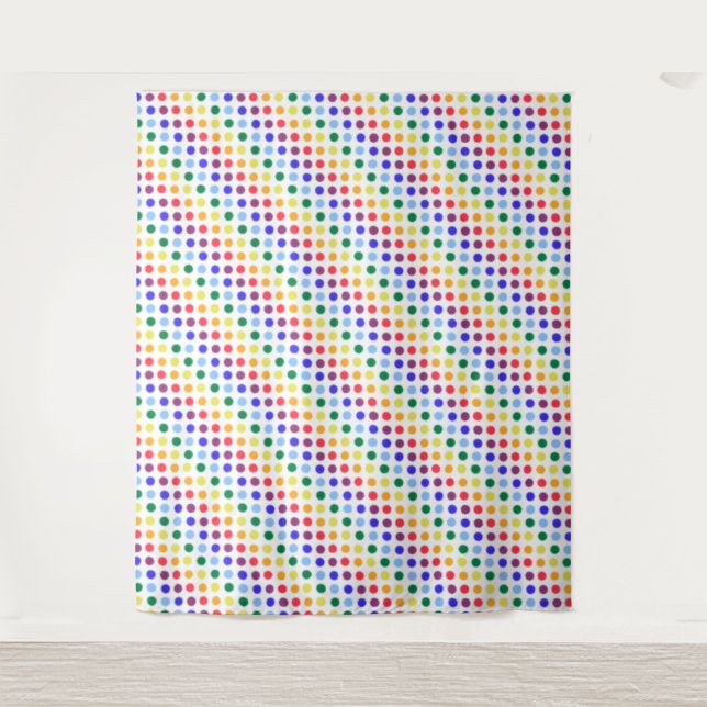 Bright Funky Rainbow Polka Dot Stripes Tapestry (Front)