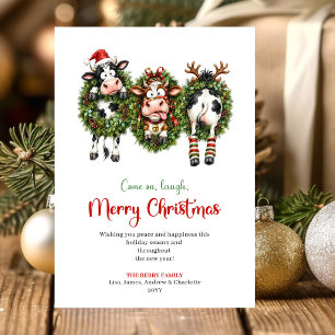 Bright Funny Animals Red Green Christmas Greeting Holiday Card