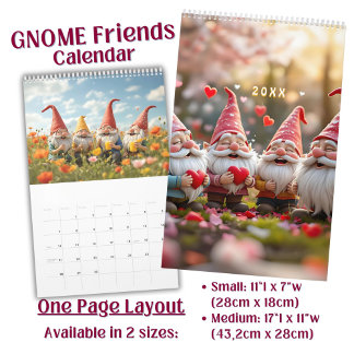 Bright funny cute Gnome Friends Art  Calendar