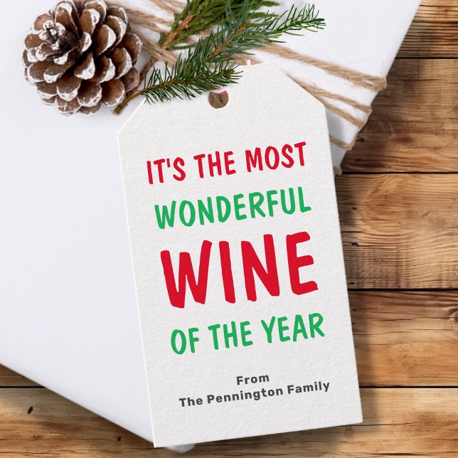 Bright Funny Wine Christmas  Gift Tags (Creator Uploaded)