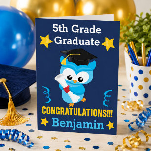 Bright Future Ahead! Blue Owl 5th Grade Card