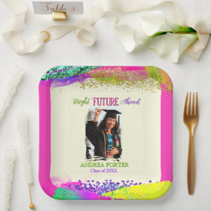 Bright Future Colourful Graduation Party Paper Plate