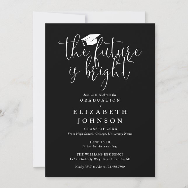 Bright Future Elegant Script Graduation Party Invitation (Front)