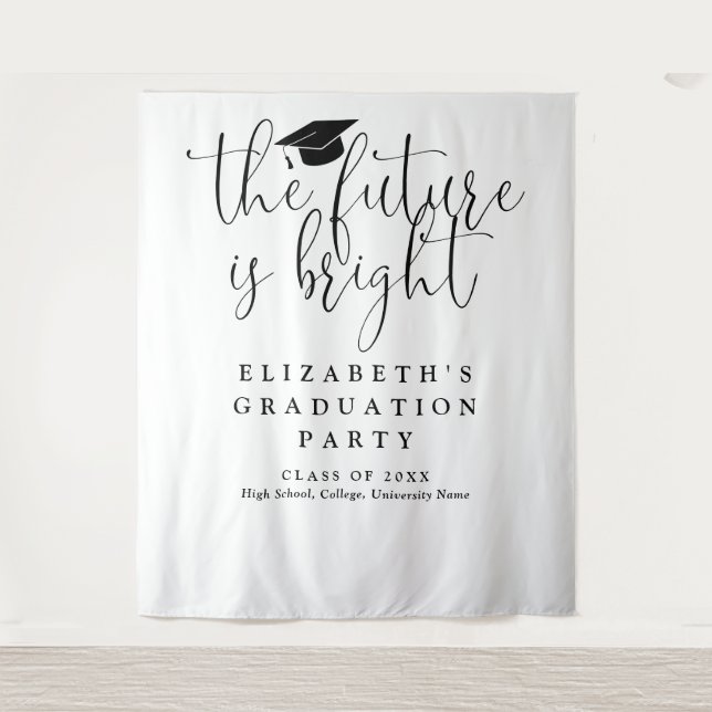 Bright Future Graduation Party Photo Backdrop Tapestry (Front)