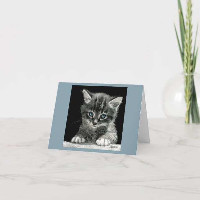 "Bright Future" Kitten Card - Blue Background (Front)