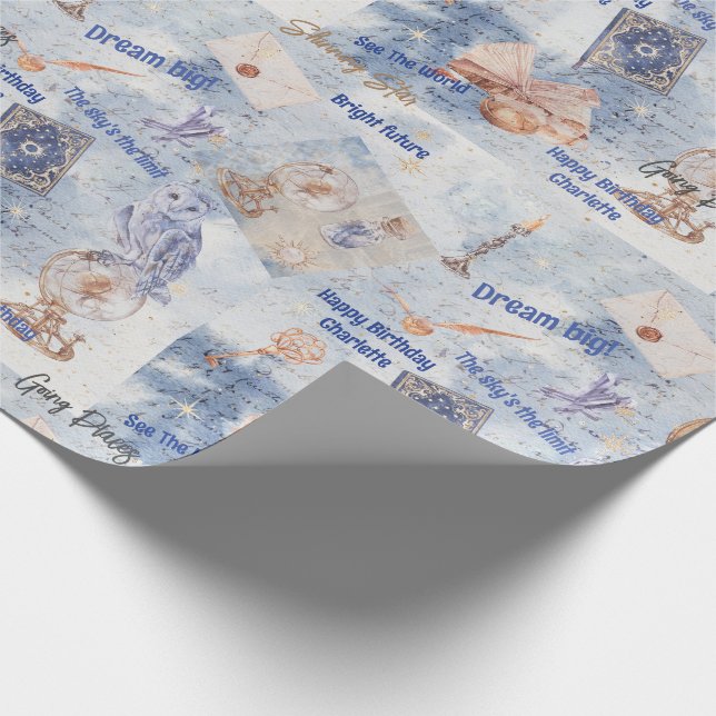 Bright Future Mystical Birthday Teen Add Name Wrapping Paper (Corner)