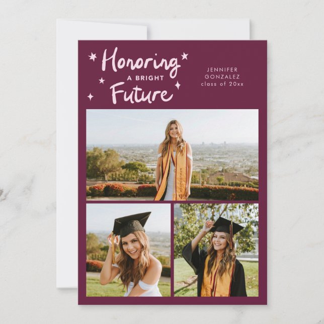 Bright Future Stars Multi Photo Cranberry Grad Announcement (Front)