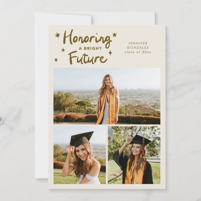 Bright Future Stars Multi Photo Cream Grad Announcement (Front)